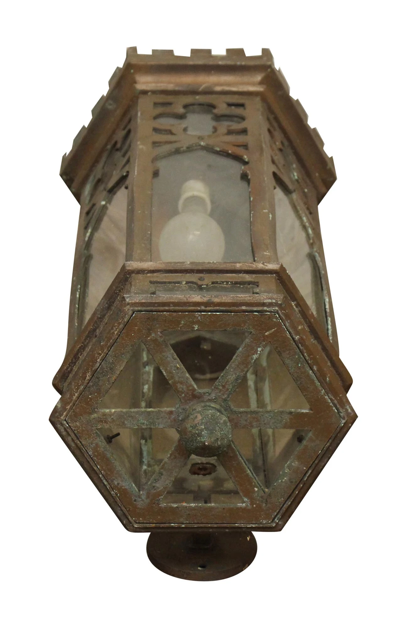 Pair Of Antique 32 In. Gothic Bronze Wall Lanterns 9 Pair Of Antique 32 In. Gothic Bronze Wall Lanterns - Image 7