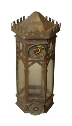 Pair Of Antique 32 In. Gothic Bronze Wall Lanterns 20 Pair Of Antique 32 In. Gothic Bronze Wall Lanterns -OGT Sale Store m225531 09