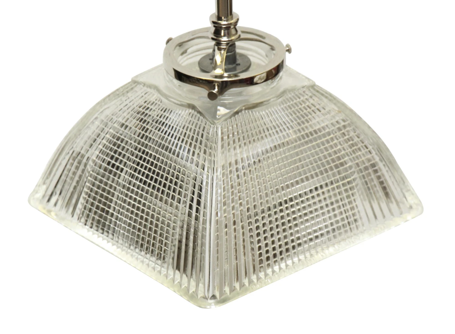 Industrial Clear Glass Square Holophane Pole Pendant Light 6 Industrial Clear Glass Square Holophane Pole Pendant Light - Image 4
