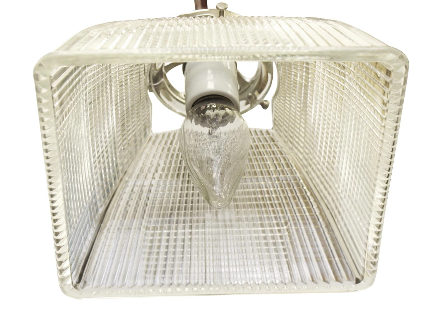 Industrial Clear Glass Square Holophane Pole Pendant Light 8 Industrial Clear Glass Square Holophane Pole Pendant Light - Image 6