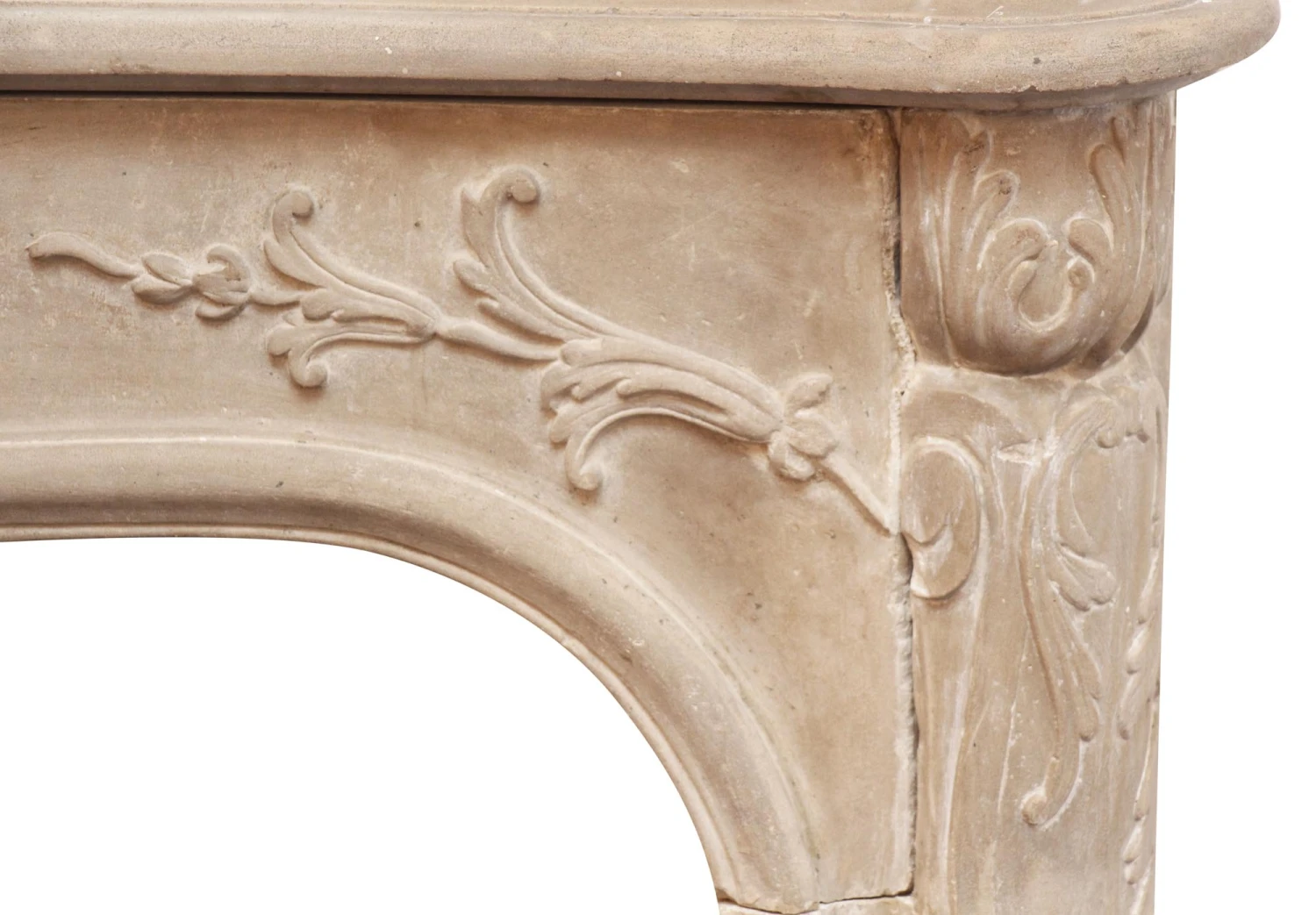 Antique French Carved Tan Limestone Fireplace Mantel 6 Antique French Carved Tan Limestone Fireplace Mantel - Image 4