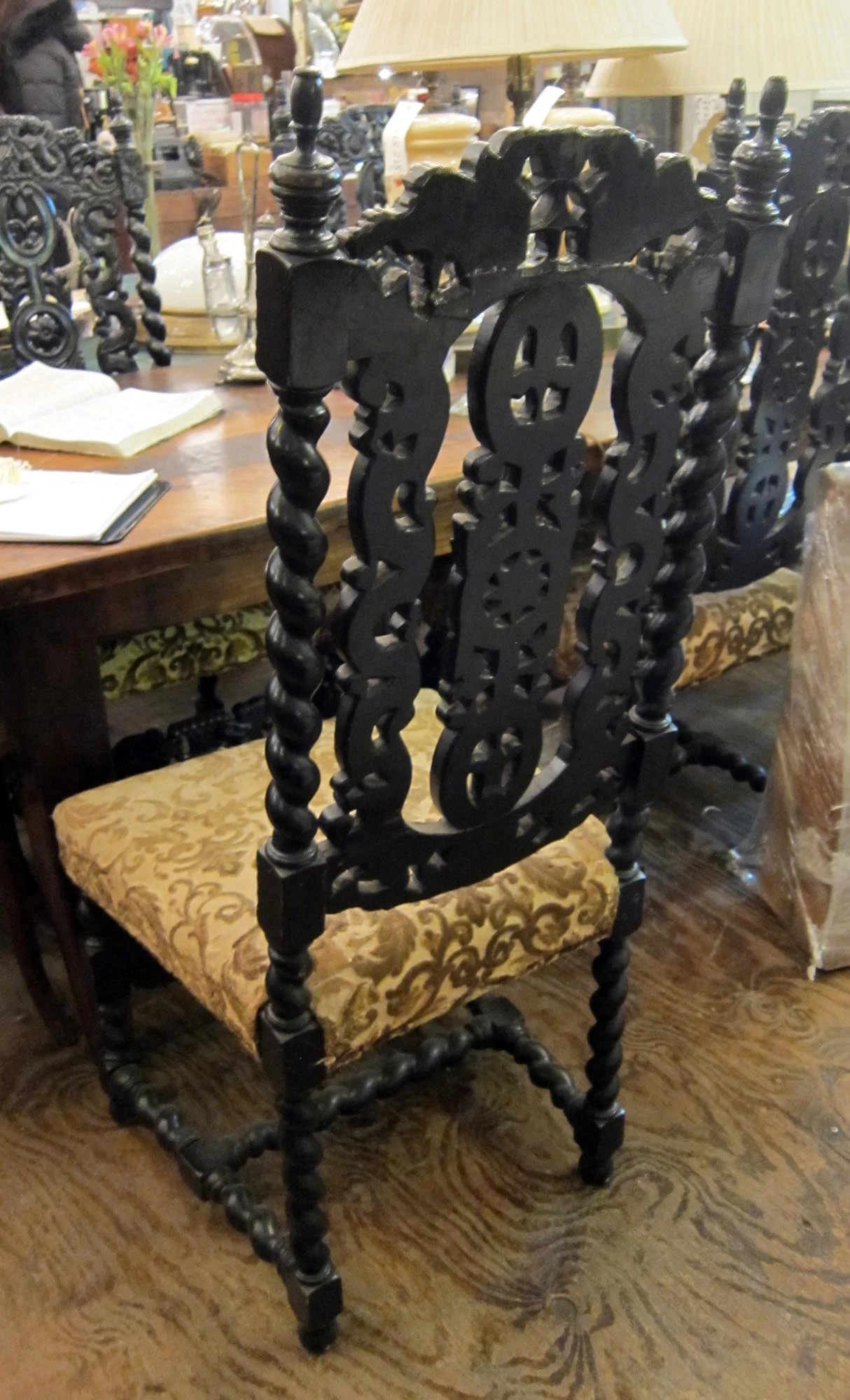 Set Of Four Carved Wood Dining Chairs 6 Set Of Four Carved Wood Dining Chairs - Image 4