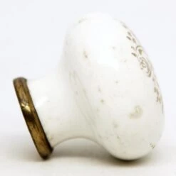 Vintage White Gold Floral Porcelain Door Knob 10 Vintage White Gold Floral Porcelain Door Knob -OGT Sale Store m228327 04