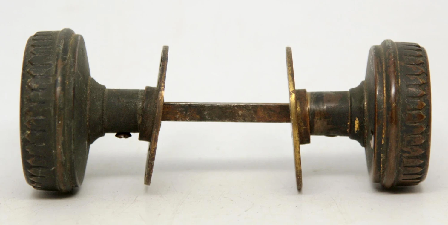 Antique 1880s Branford Bronze Door Knob Set 6 Antique 1880s Branford Bronze Door Knob Set - Image 4