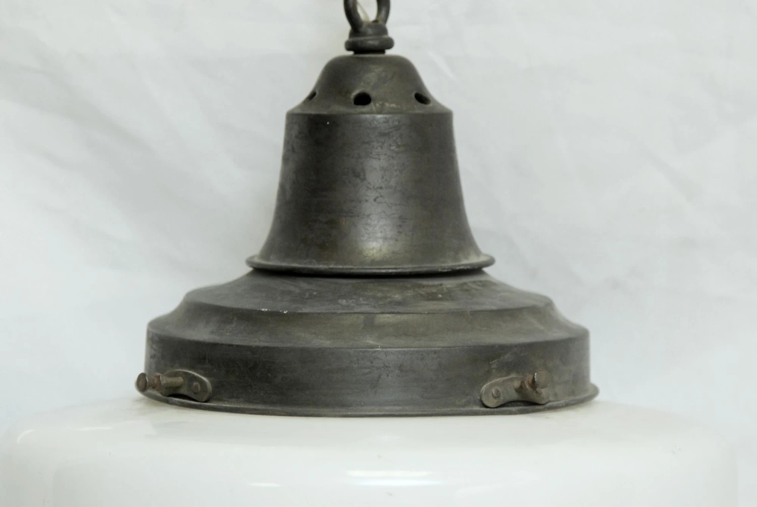 Vintage 14 In. White Milk Glass Globe Pendant Light 6 Vintage 14 In. White Milk Glass Globe Pendant Light - Image 4