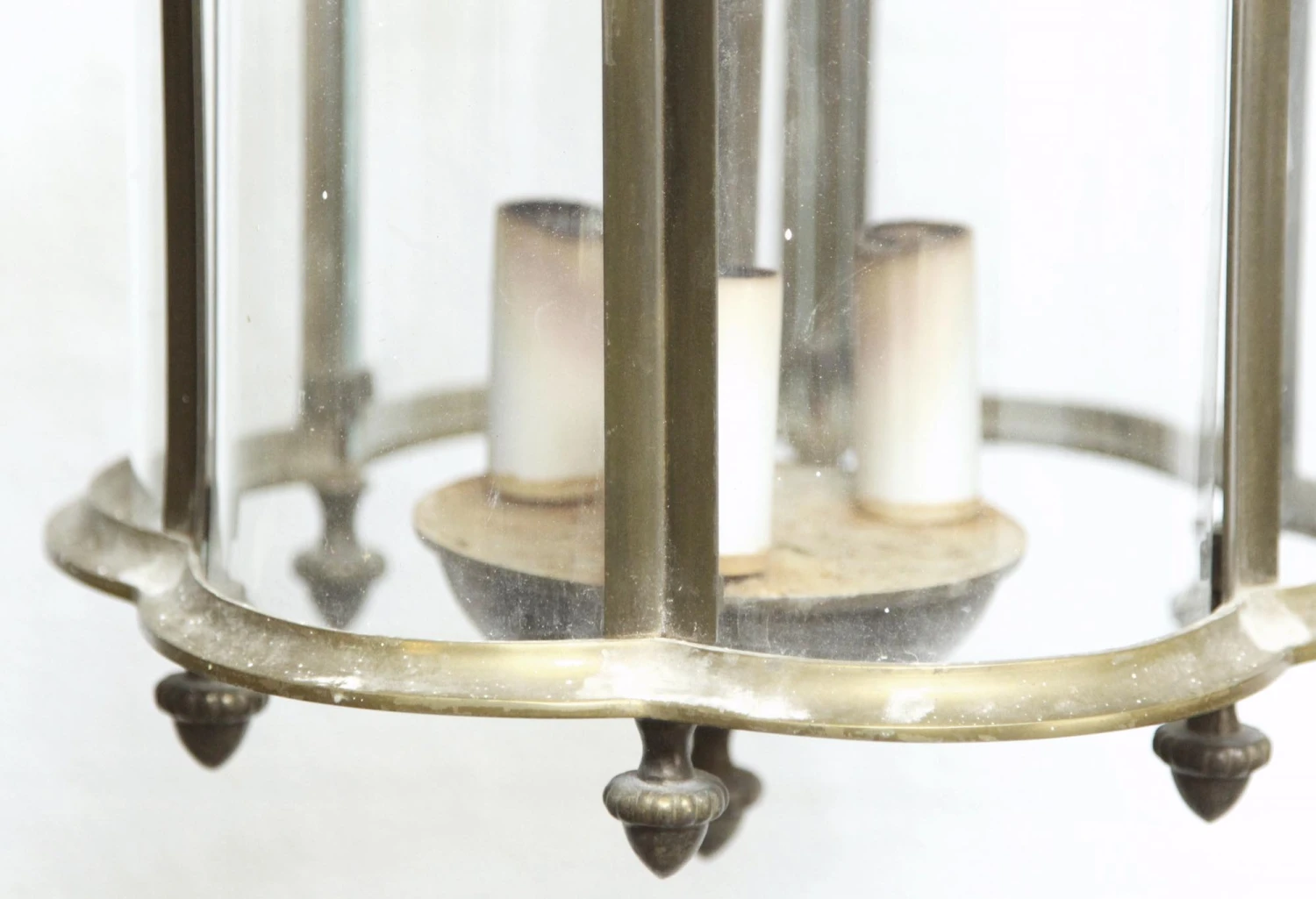 Vintage 3 Light Clear Glass Brass Ceiling Lantern 8 Vintage 3 Light Clear Glass Brass Ceiling Lantern - Image 6