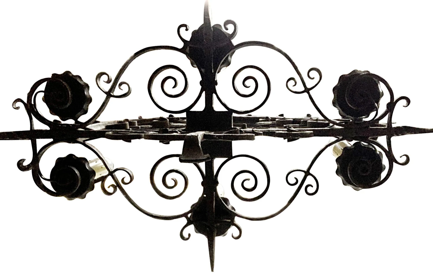 Antique Colonial Forged Iron 6 Light Chandelier 9 Antique Colonial Forged Iron 6 Light Chandelier - Image 7
