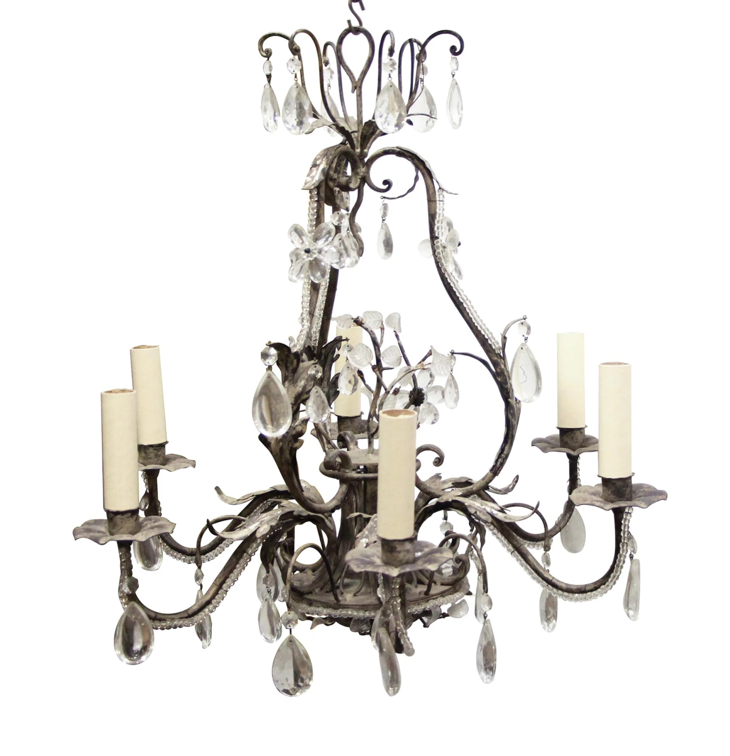 Modern 6 Arm Italian Floral Crystal Chandelier 8 Modern 6 Arm Italian Floral Crystal Chandelier - Image 6
