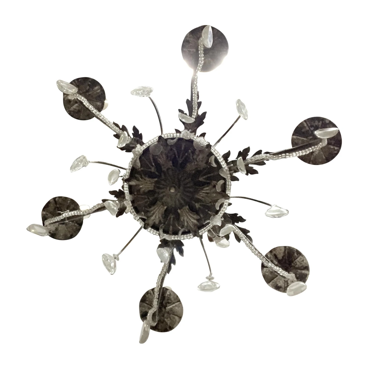 Modern 6 Arm Italian Floral Crystal Chandelier 9 Modern 6 Arm Italian Floral Crystal Chandelier - Image 7