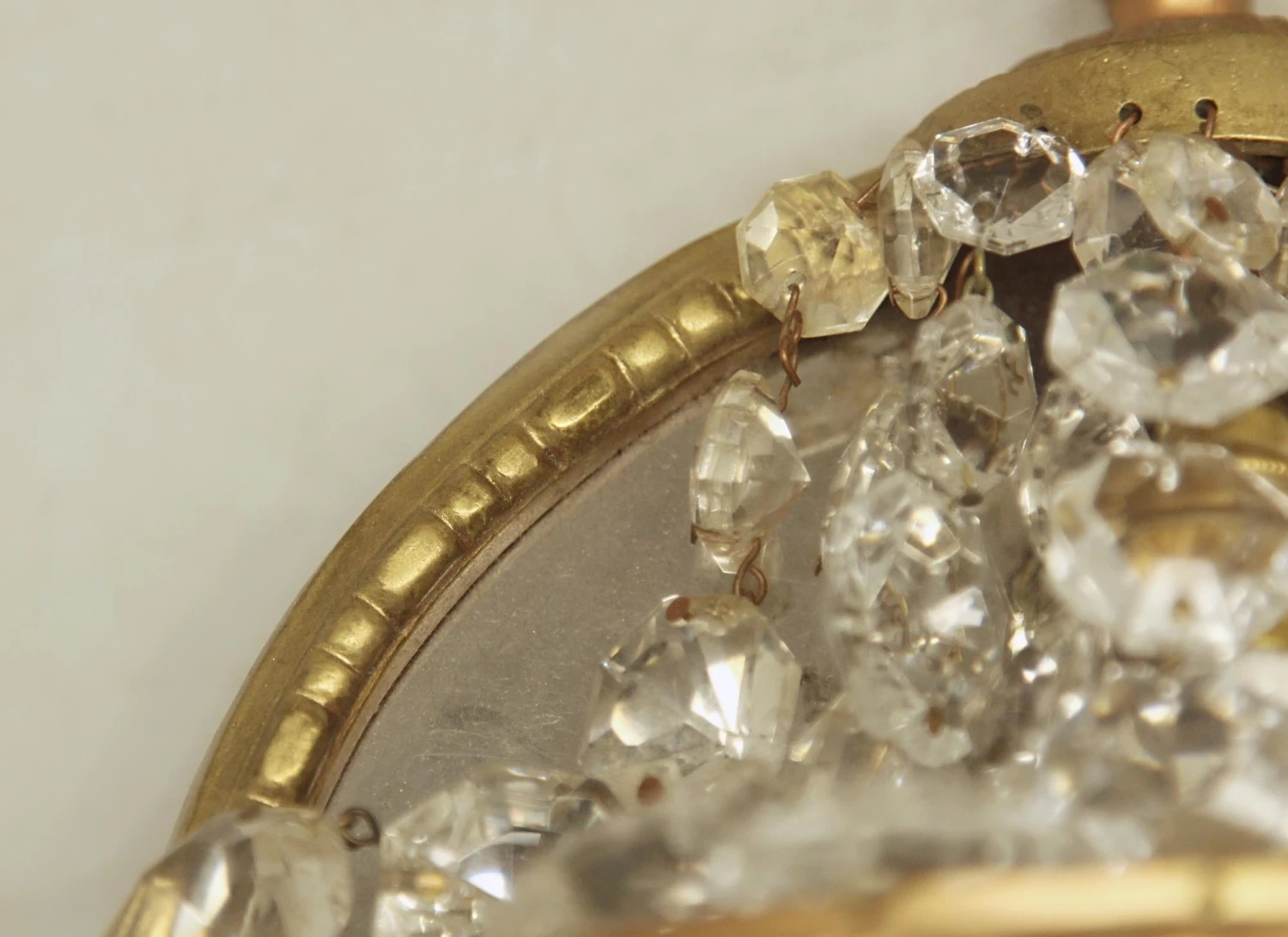 Pair Of Antique Mirrored Crystal Wall Sconces 6 Pair Of Antique Mirrored Crystal Wall Sconces - Image 4