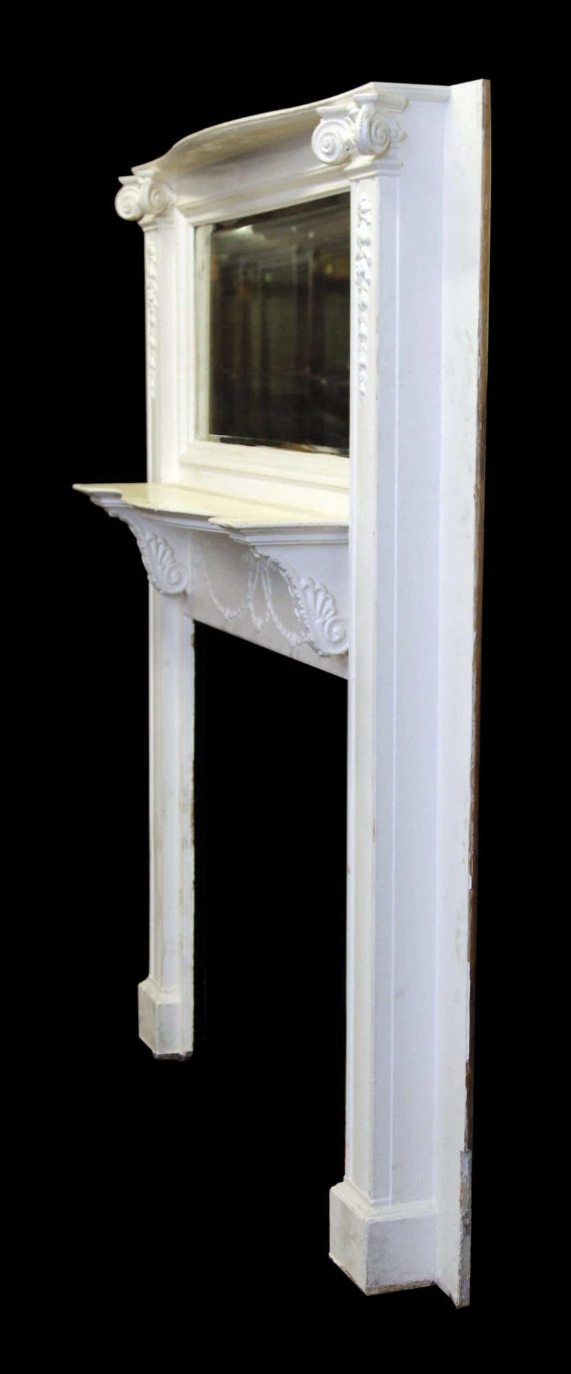Antique Federal Wooden Mantel With Beveled Mirror 12 Antique Federal Wooden Mantel With Beveled Mirror - Image 10