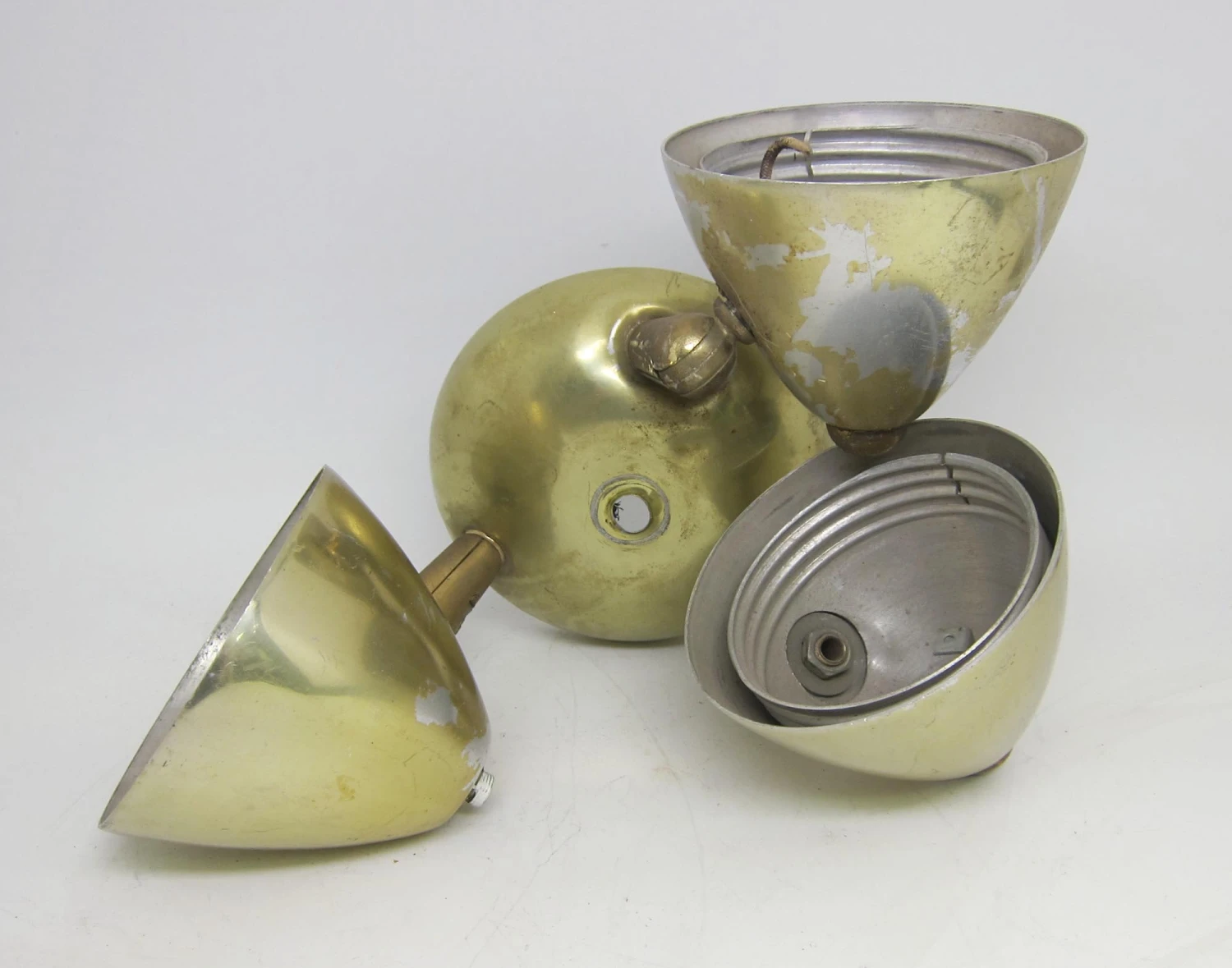 Mid Century Modern Brass 3 Light Flush Mount Spotlight Fixture 7 Mid Century Modern Brass 3 Light Flush Mount Spotlight Fixture - Image 5