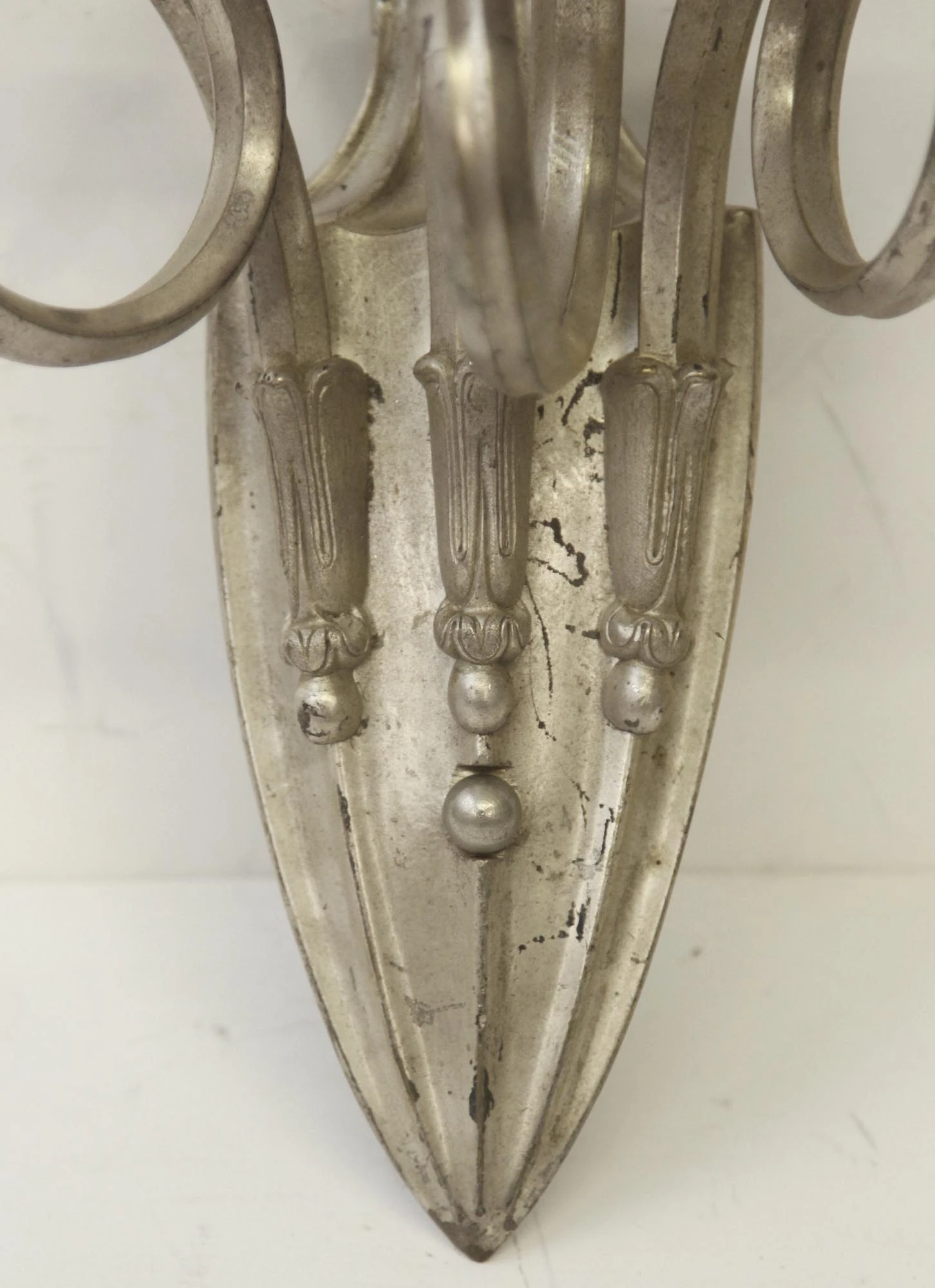 Antique Victorian Silver Tulip 3 Arm Caldwell Wall Sconce 7 Antique Victorian Silver Tulip 3 Arm Caldwell Wall Sconce - Image 5