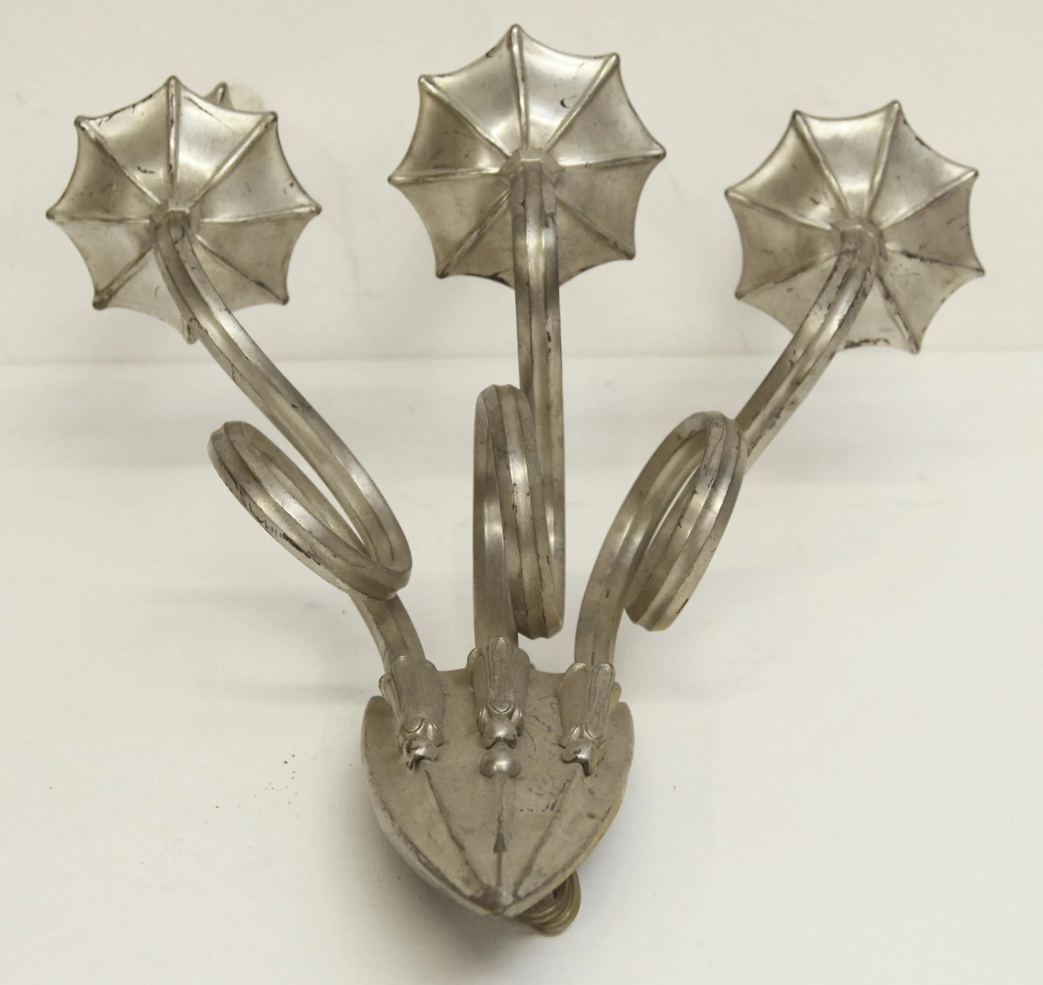 Antique Victorian Silver Tulip 3 Arm Caldwell Wall Sconce 8 Antique Victorian Silver Tulip 3 Arm Caldwell Wall Sconce - Image 6