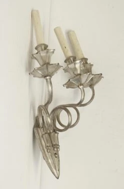 Antique Victorian Silver Tulip 3 Arm Caldwell Wall Sconce 15 Antique Victorian Silver Tulip 3 Arm Caldwell Wall Sconce -OGT Sale Store m235281 08