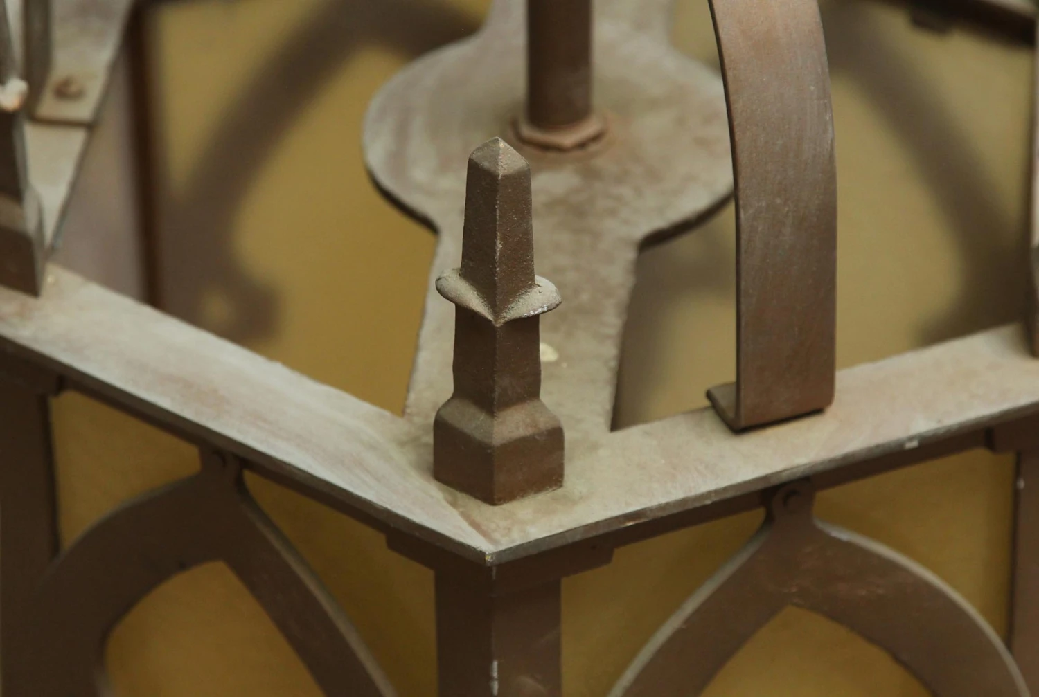 Antique Brass Gothic Amber Textured Glass Ceiling Lantern 8 Antique Brass Gothic Amber Textured Glass Ceiling Lantern - Image 6