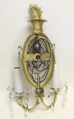 Restored French Bronze & Crystal Beaded Wall Sconces -OGT Sale Store m238113 08