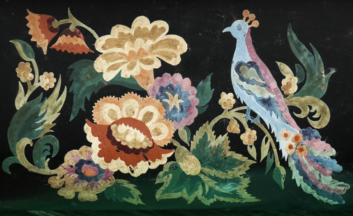 Vintage Hand Painted Black Floral Metal Magazine Holder 5 Vintage Hand Painted Black Floral Metal Magazine Holder - Image 3