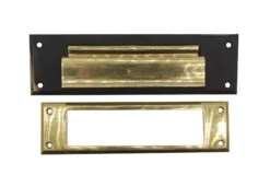 Modern 8 In. Solid Black & Brass Mail Slot