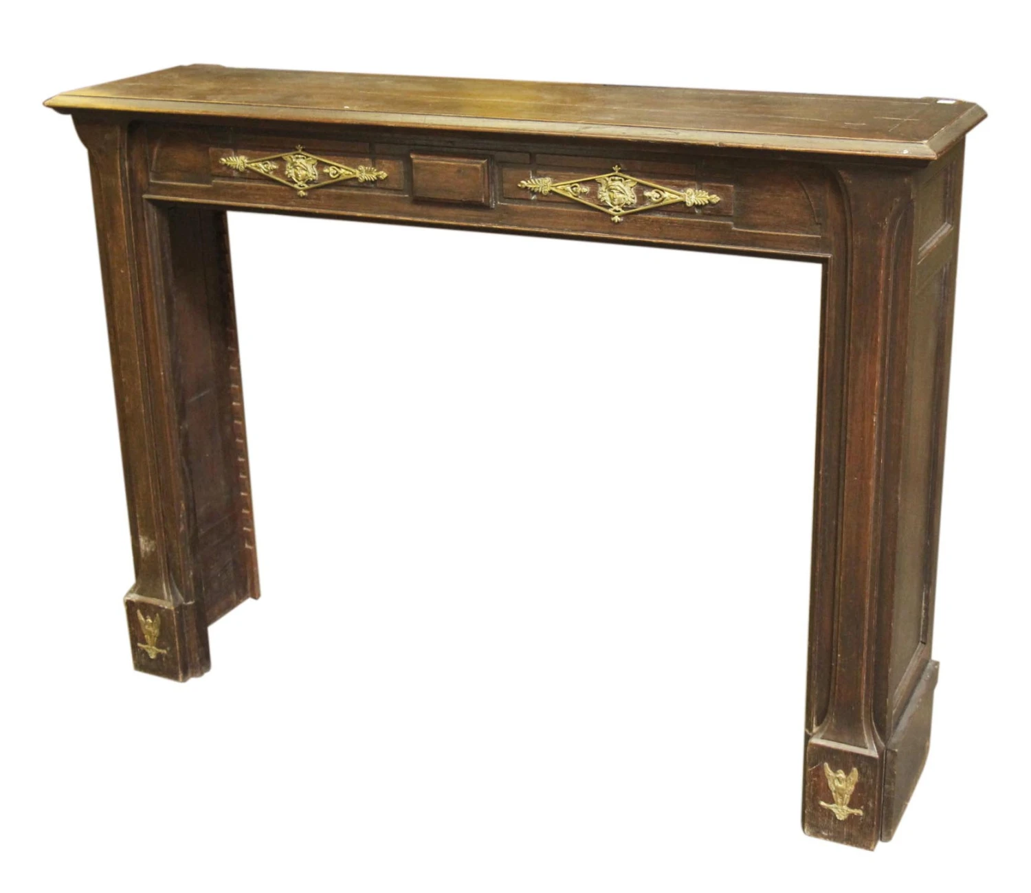 Antique Art Nouveau Carved Oak Mantel With Appliques 4 Antique Art Nouveau Carved Oak Mantel With Appliques - Image 2