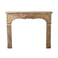 1920s Louis XVI Style Neutral Stone Mantel