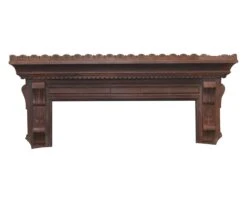 Antique Aesthetic Dark Tone Floral Wood Mantel Top