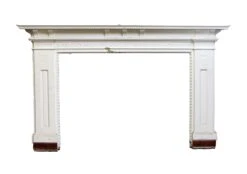 Antique Federal White Wide Wooden Fireplace Mantel