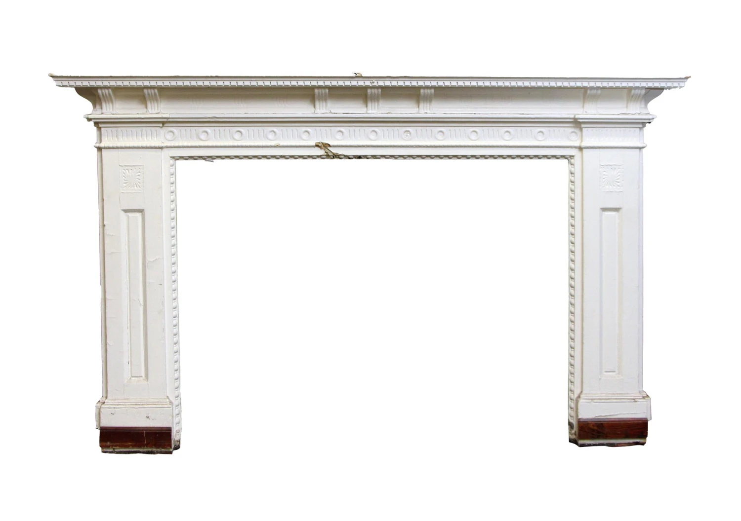 Antique Federal White Wide Wooden Fireplace Mantel 3 Antique Federal White Wide Wooden Fireplace Mantel