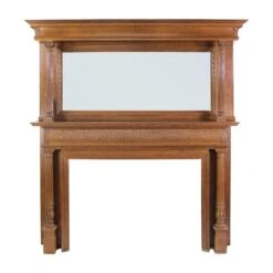 Antique Tiger Oak Egg & Dart Detail Mirrored Mantel