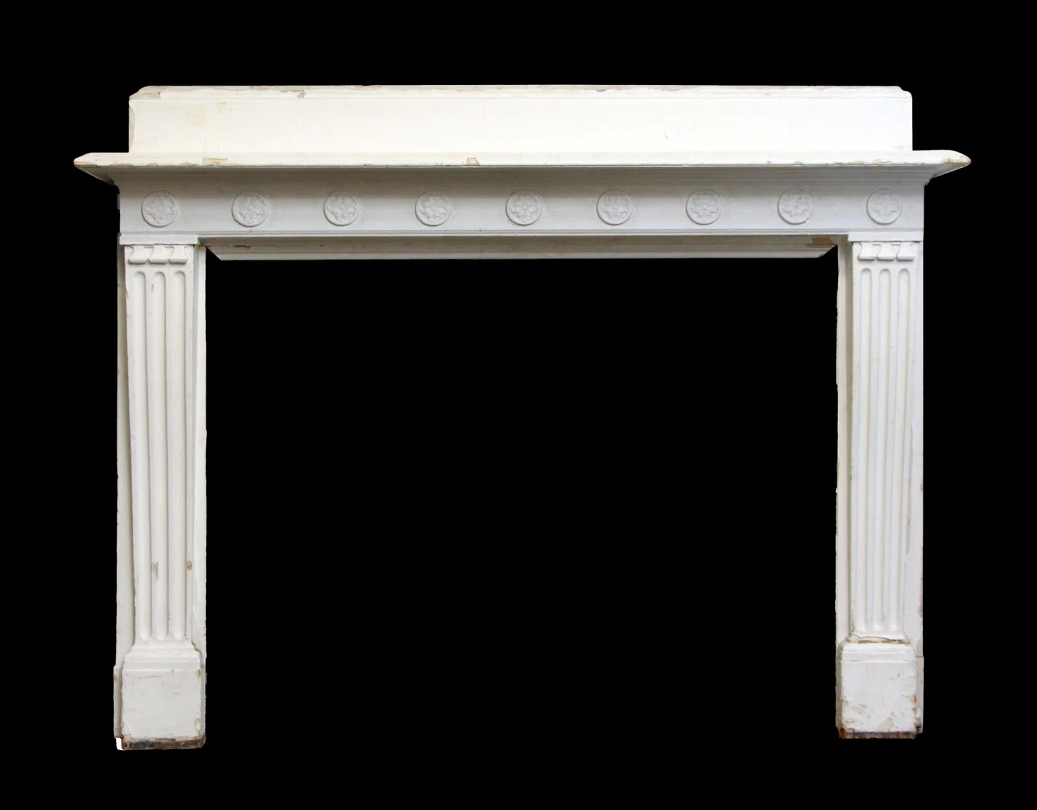 Antique Victorian White Wood Mantel With Florets 3 Antique Victorian White Wood Mantel With Florets