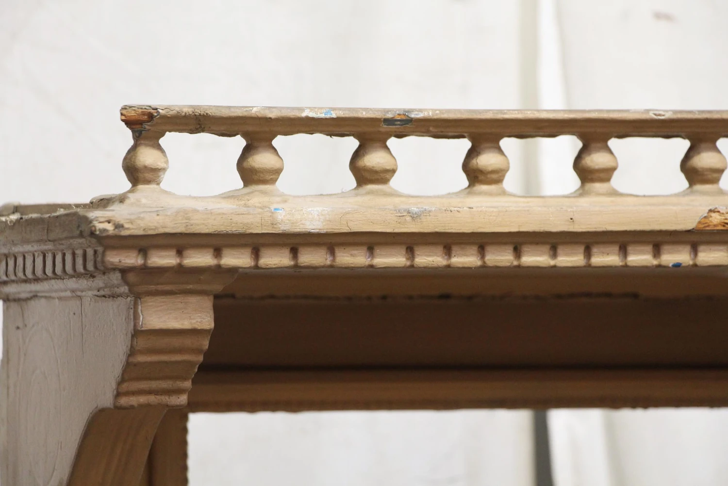 Antique Traditional Painted Two Tier Wood Fireplace Mantel 5 Antique Traditional Painted Two Tier Wood Fireplace Mantel - Image 3