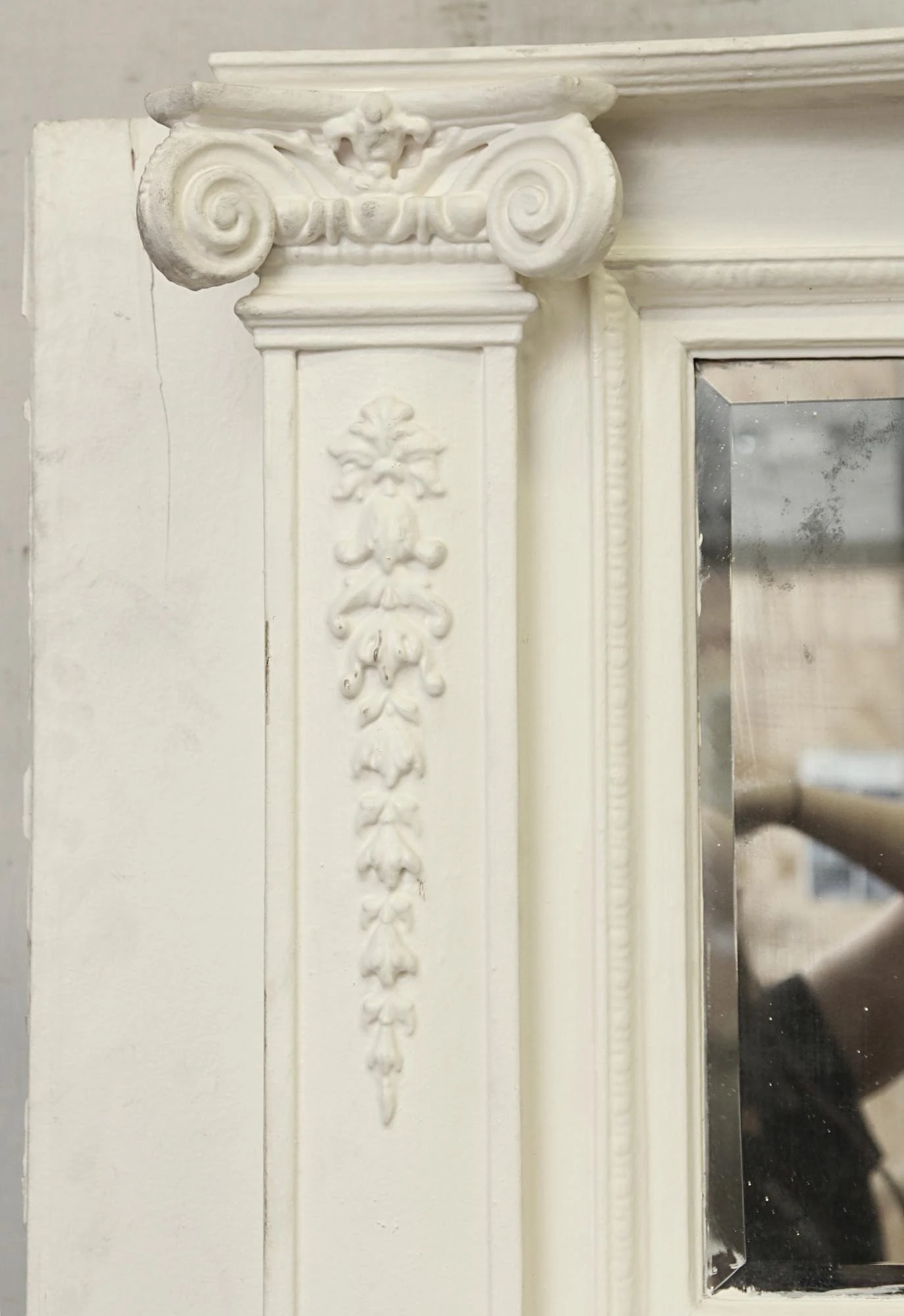 Antique Federal Wooden Mantel With Beveled Mirror 4 Antique Federal Wooden Mantel With Beveled Mirror - Image 2