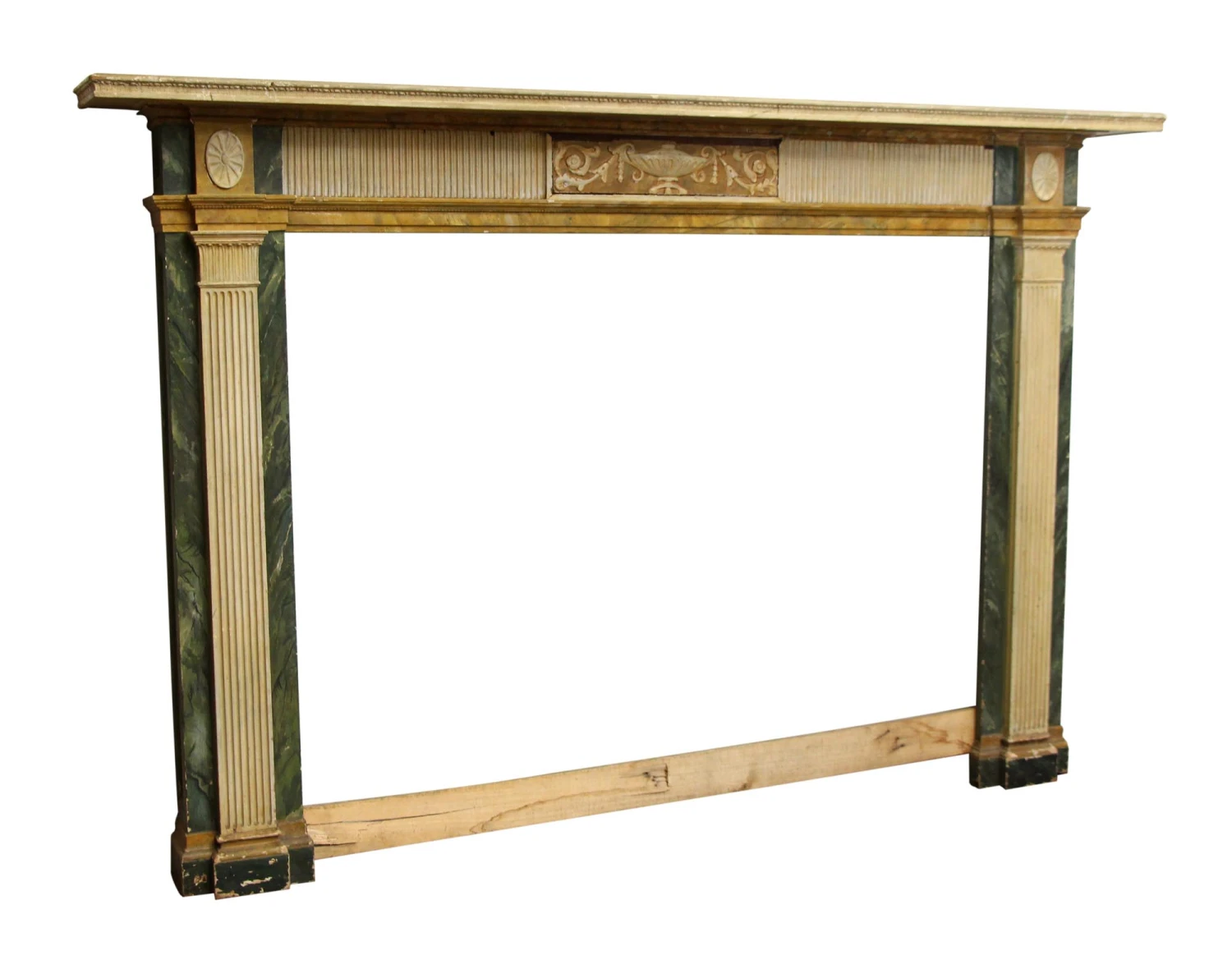 Antique Neoclassical Painted Wood Fireplace Mantel 4 Antique Neoclassical Painted Wood Fireplace Mantel - Image 2