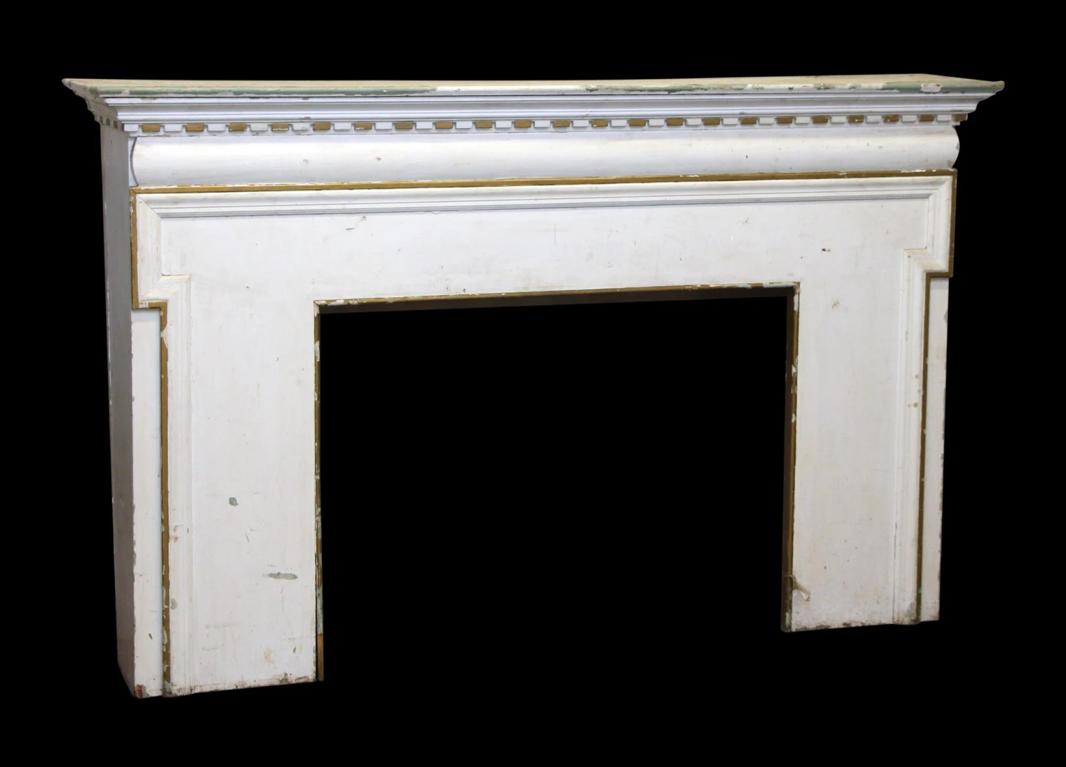 Antique Traditional White Wood Fireplace Mantel 4 Antique Traditional White Wood Fireplace Mantel - Image 2