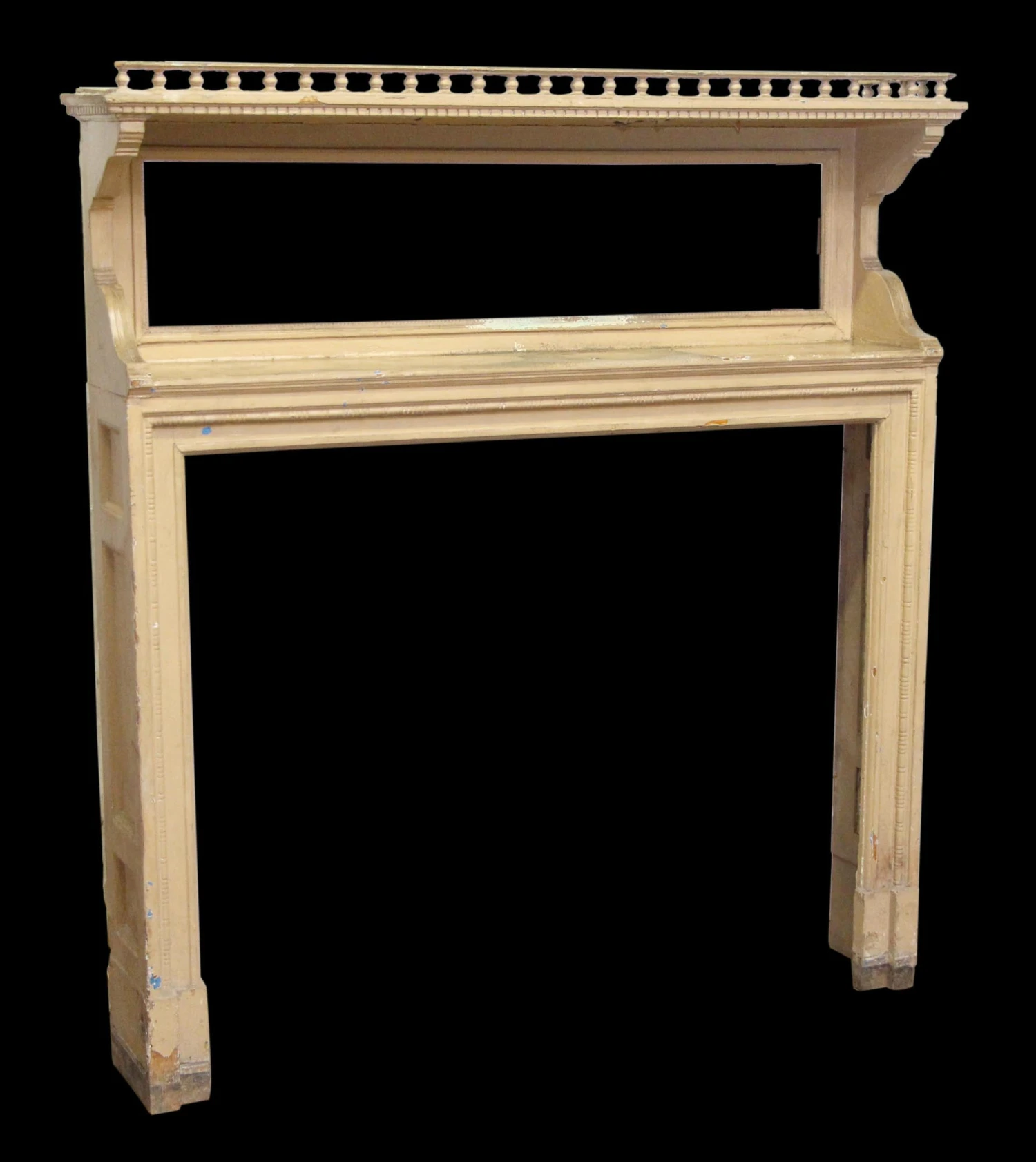 Antique Traditional Painted Two Tier Wood Fireplace Mantel 4 Antique Traditional Painted Two Tier Wood Fireplace Mantel - Image 2