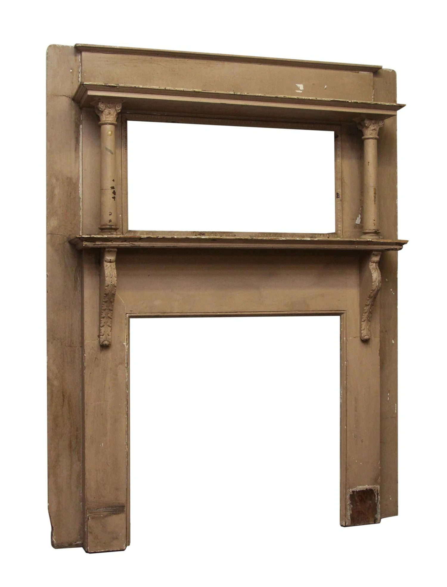 Reclaimed French Double Decker Wood Fireplace Mantel 4 Reclaimed French Double Decker Wood Fireplace Mantel - Image 2