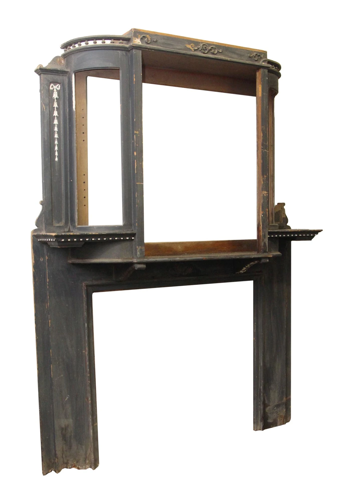 Antique Victorian Dark Wood Fireplace Mantel 4 Antique Victorian Dark Wood Fireplace Mantel - Image 2