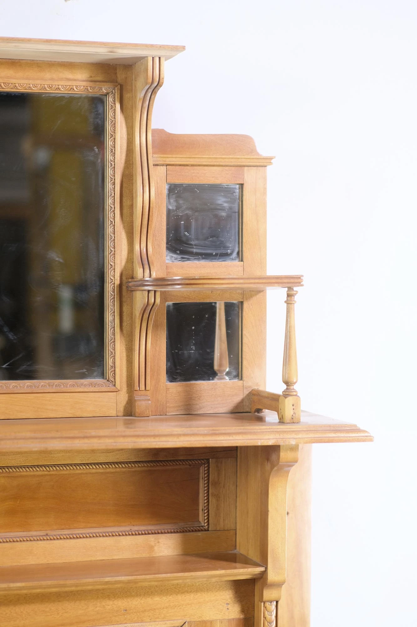 Reclaimed Cherry Fireplace Mantel With 5 Pane Mirror 4 Reclaimed Cherry Fireplace Mantel With 5 Pane Mirror - Image 2