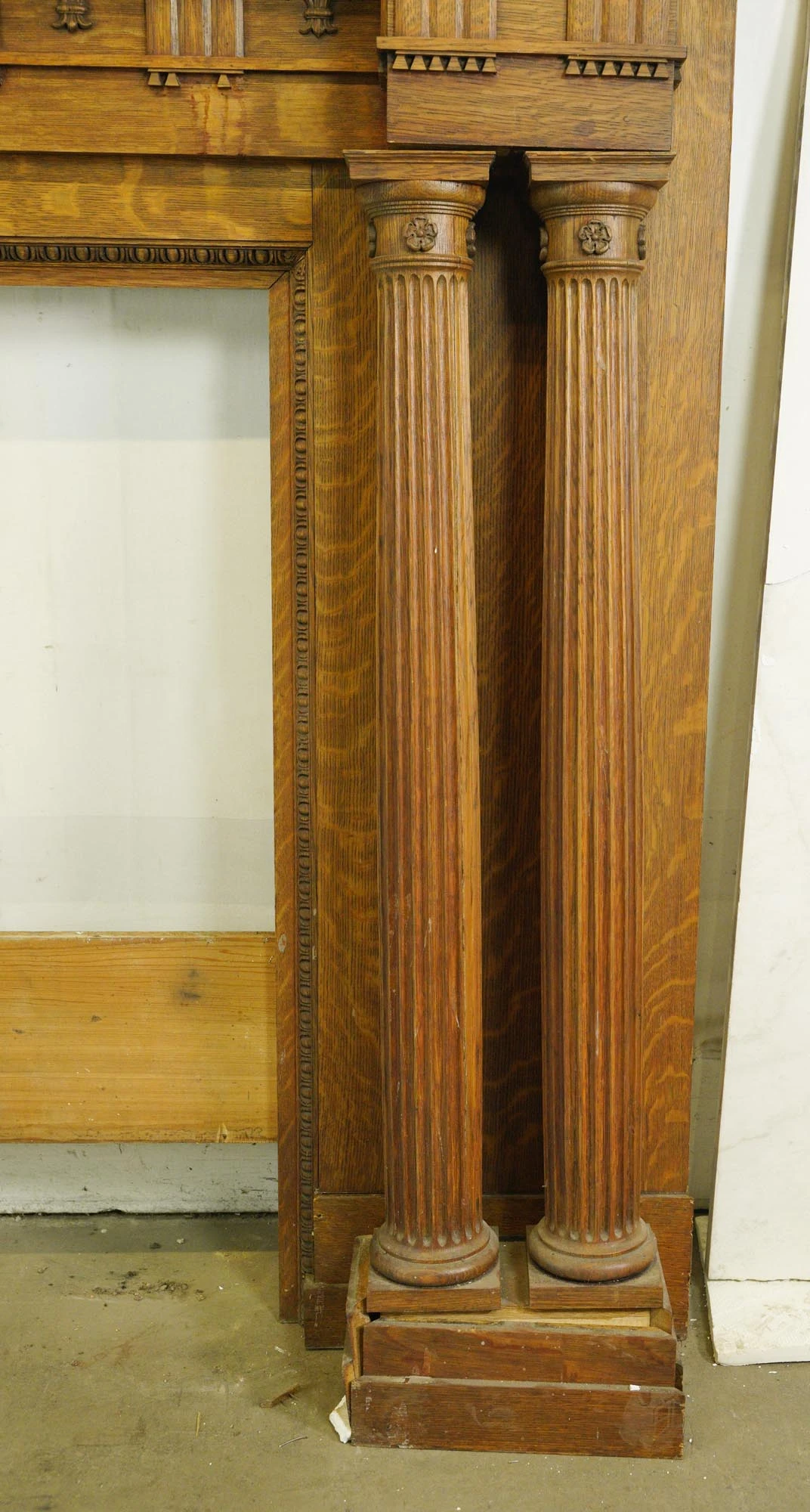 Antique Victorian Oak Mantel With Marble Surround 4 Antique Victorian Oak Mantel With Marble Surround - Image 2