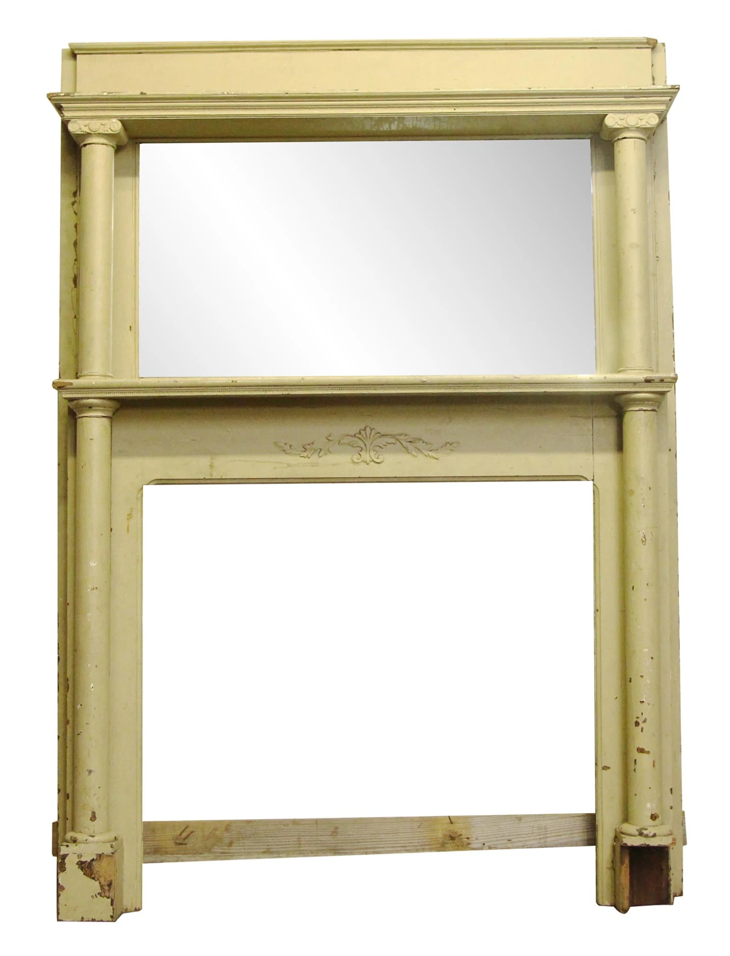 Reclaimed Antique 83 In. Tan Mirrored Mantel 3 Reclaimed Antique 83 In. Tan Mirrored Mantel