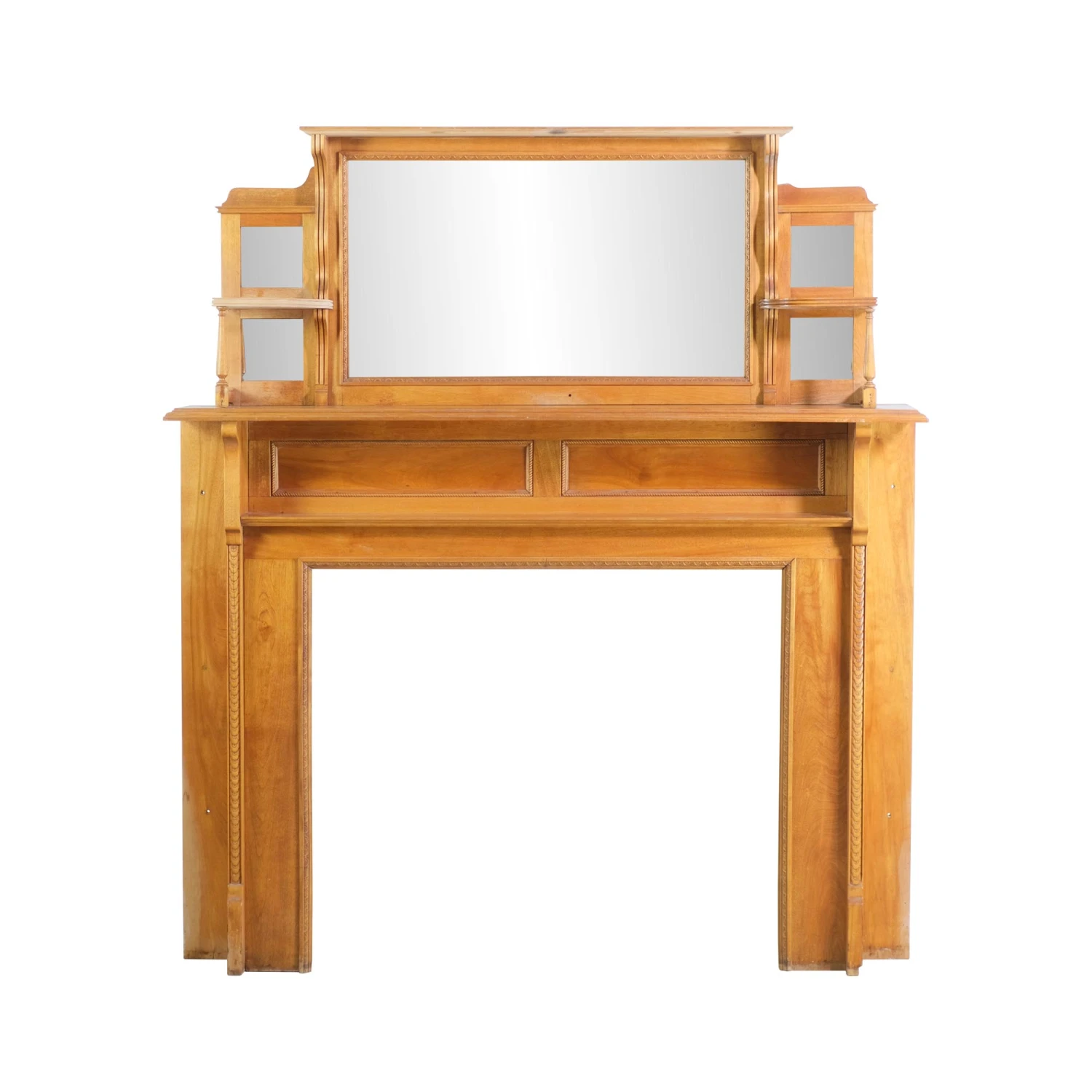 Reclaimed Cherry Fireplace Mantel With 5 Pane Mirror 3 Reclaimed Cherry Fireplace Mantel With 5 Pane Mirror