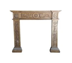 1880s Hand Carved Gothic Carrara Marble Fireplace Mantel