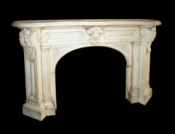 19th Century Heavily Carved Statuary White Marble Mantel