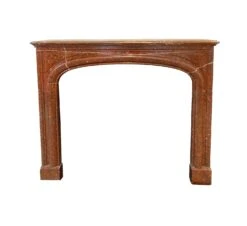 Antique Contemporary Arched Red Marble Fireplace Mantel
