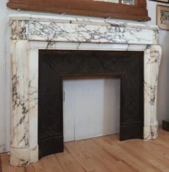 Louis XVI White & Gray Veined Marble Fireplace Mantel 20 Louis XVI White & Gray Veined Marble Fireplace Mantel -OGT Sale Store marble mantel for sale q287775