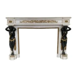 French Empire Bronze And Marble Figural Mantel