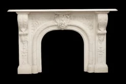 Heavily Carved Victorian Arched Statuary Marble Mantel