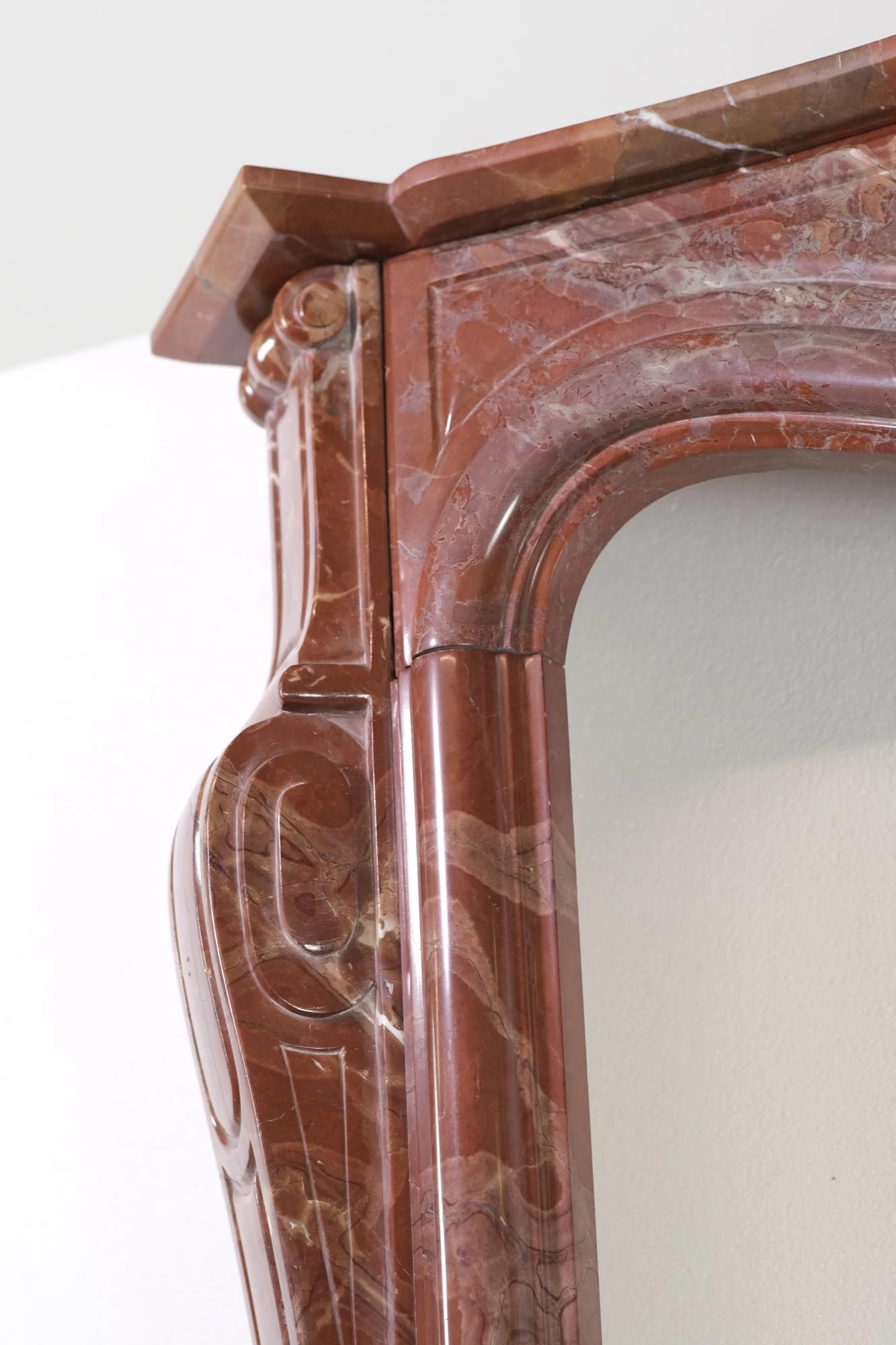 Vintage Italian Rouge Brown & Gray Marble Mantel 4 Vintage Italian Rouge Brown & Gray Marble Mantel - Image 2