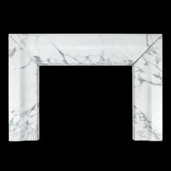 Solid Carved Block White & Gray Statuary Marble Mantel