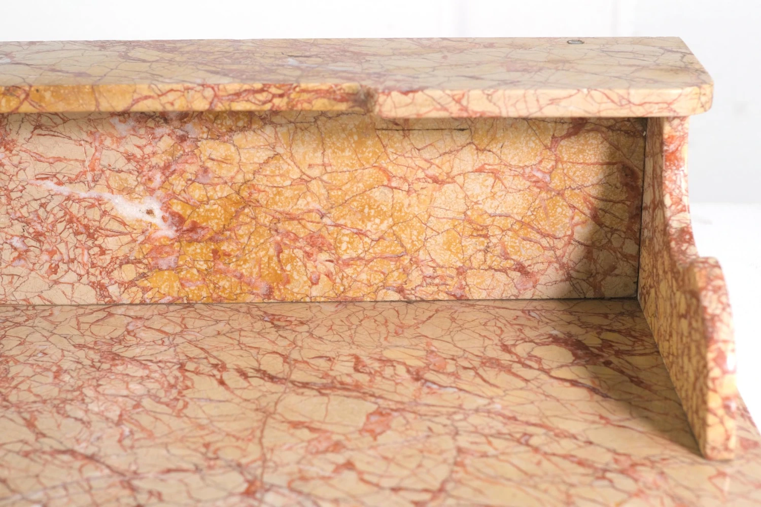 Reclaimed 4 Ft. Red & Orange Marble Desktop With Shelf 4 Reclaimed 4 Ft. Red & Orange Marble Desktop With Shelf - Image 2